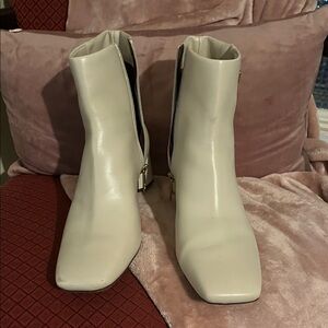 Franco Sarto Cream Ankle Booties